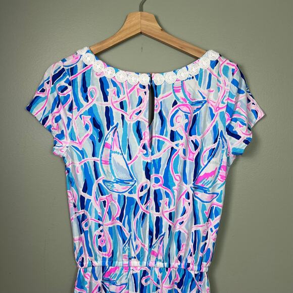 Lilly Pulitzer Reble Romper Skort Dress Reel Nauti Blue Pink Sailboat Mini Small - Picture 6 of 9